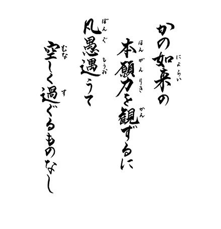 かの如来の　本願力を観ずるに　凡愚遇うて　空しく過ぐるものなし